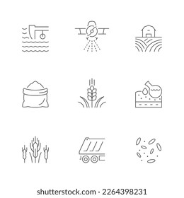 Set line icons of grain