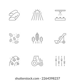 Set line icons of grain