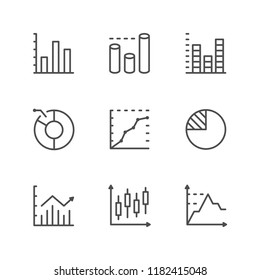 Set line icons of graph and diagram