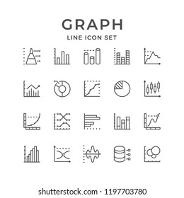 Set line icons of graph and diagram