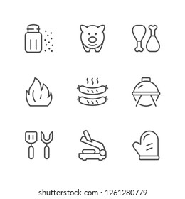 Set line icons of grill