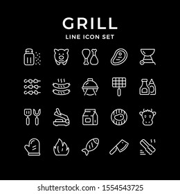 Set line icons of grill