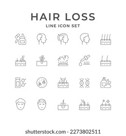 Set line icons of hair loss