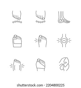 Set line icons of hallux valgus