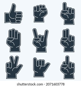 Establecer iconos de línea de gesto de mano, vector