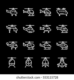 Set line icons of helicopter