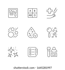 Set line icons of hematology
