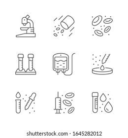 Set line icons of hematology
