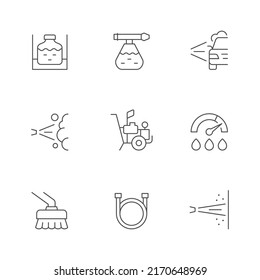 Set Line Icons Of High Pressure Washer