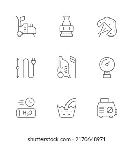 Set Line Icons Of High Pressure Washer