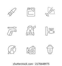 Set Line Icons Of High Pressure Washer