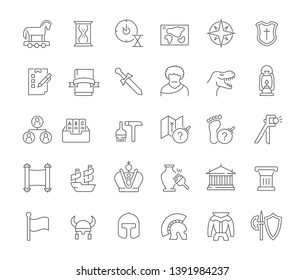 Set of line icons of history for modern concepts, web and apps.
