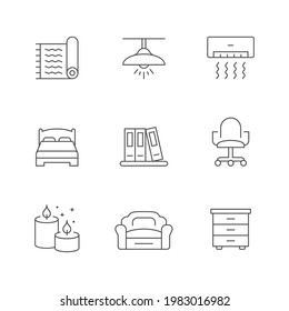 Set line icons of home decor isolated on white