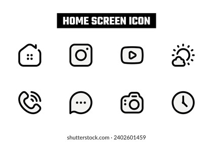 Set line icons of home screen service. Vector illustration for your design.