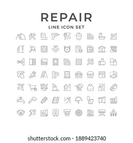 Set line icons of house repair