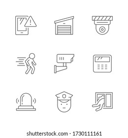 Set line icons of house security