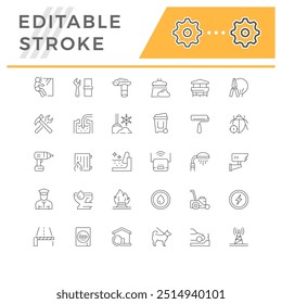 Set line icons of house service