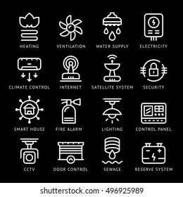 Set line icons of house systems