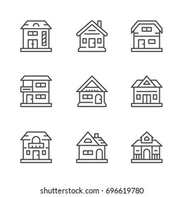 Set line icons of houses