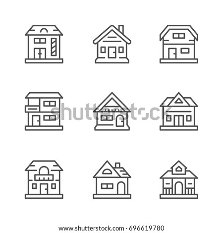 Set line icons of houses