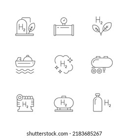 Set line icons of hydrogen