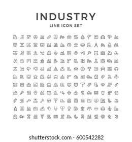 Set line icons of industry