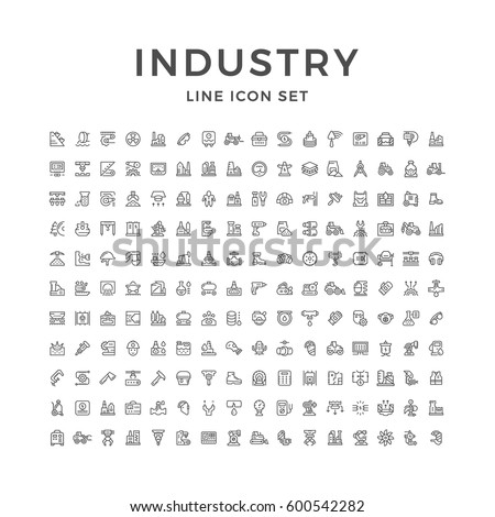 Set line icons of industry