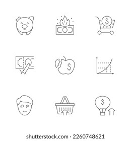 Set line icons of inflation