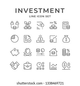 Set line icons of investment