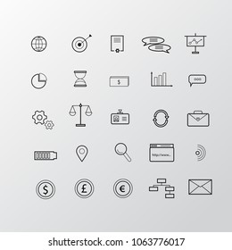 Set of line icons isolated on grey background