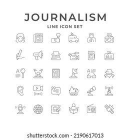Set line icons of journalism