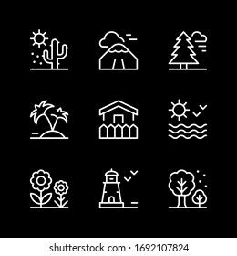 Set line icons of landscape