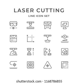 Set line icons of laser cutting