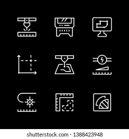 Set line icons of laser cutting