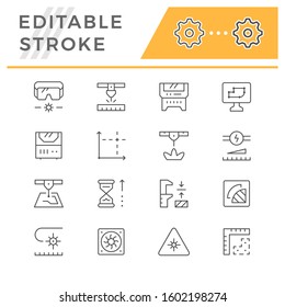 Set line icons of laser cutting