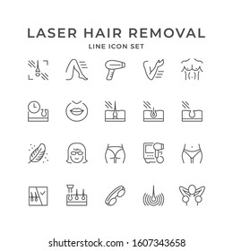 Set line icons of laser hair removal