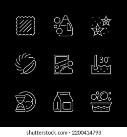 Set line icons of laundry isolated on black
