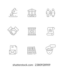 Set line icons of law