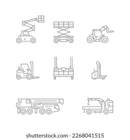 Set line icons of lifting equipment