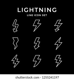 Set line icons of lightning