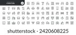 Set of line icons in linear style. Set - Furniture, home and interior. Products for furnishing residential and public premises. Outline icon collection. Pictogram and infographic. Editable stroke.	