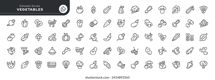 Satz von Zeilensymbols im linearen Stil. Set - . Kollektion von Symbolen im Überblick. Piktogramm und Infografik. Bearbeitbarer Strich.	