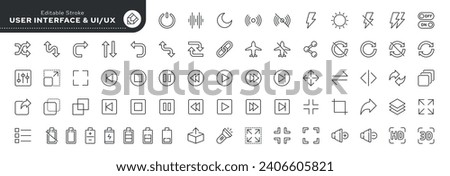 Set of line icons in linear style. Series - User interface. UI and UX. Conceptual pictogram and infographic.