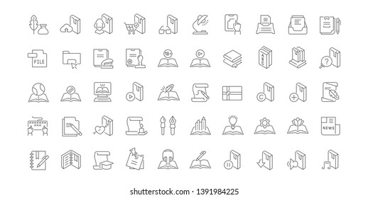 Set of line icons of literature for modern concepts, web and apps.