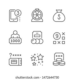 Set line icons of lottery