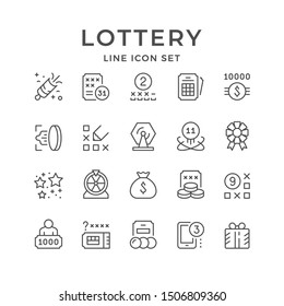 Set line icons of lottery