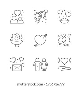 Set line icons of love and romance