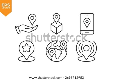 Set of line icons Map pin, Location. Outline icons collection stock illustration stock illustration