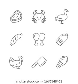 Set line icons of meat