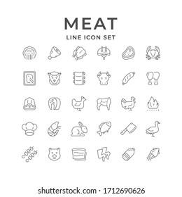 Set line icons of meat